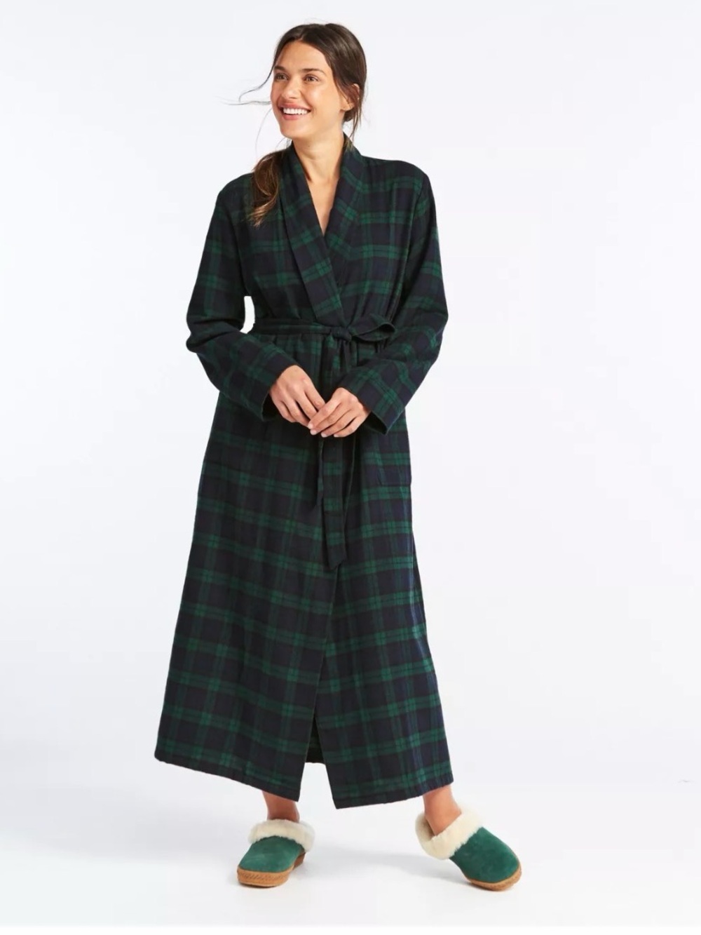 LL BEAN women’s Scotch plaid robe